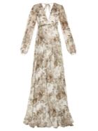Rochas Elephant-print Open-back Cotton-voile Gown