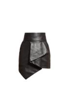 Matchesfashion.com Alexandre Vauthier - Asymmetric Leather Mini Skirt - Womens - Black