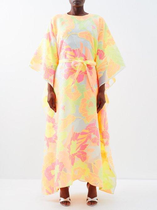 Taller Marmo - Flower Power Devor Kaftan Gown - Womens - Multi
