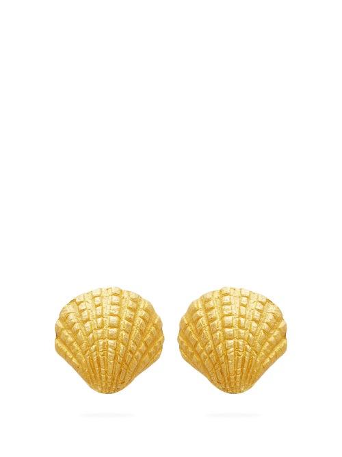 Matchesfashion.com Pippa Small Turquoise Mountain - Shell 18kt Gold Earrings - Womens - Gold