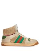 Matchesfashion.com Gucci - Screener Gg Supreme Distressed High Top Trainers - Mens - White Multi
