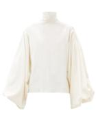 Matchesfashion.com Victoria Beckham - Balloon-sleeve Silk Blouse - Womens - Ivory