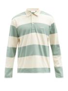 Matchesfashion.com Ami - Logo-embroidered Striped Cotton-jersey Polo Shirt - Mens - Green White