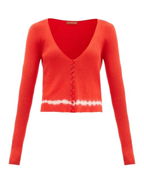 Matchesfashion.com Altuzarra - Nezu Tie Dye-print Pima-cotton Cardigan - Womens - Orange