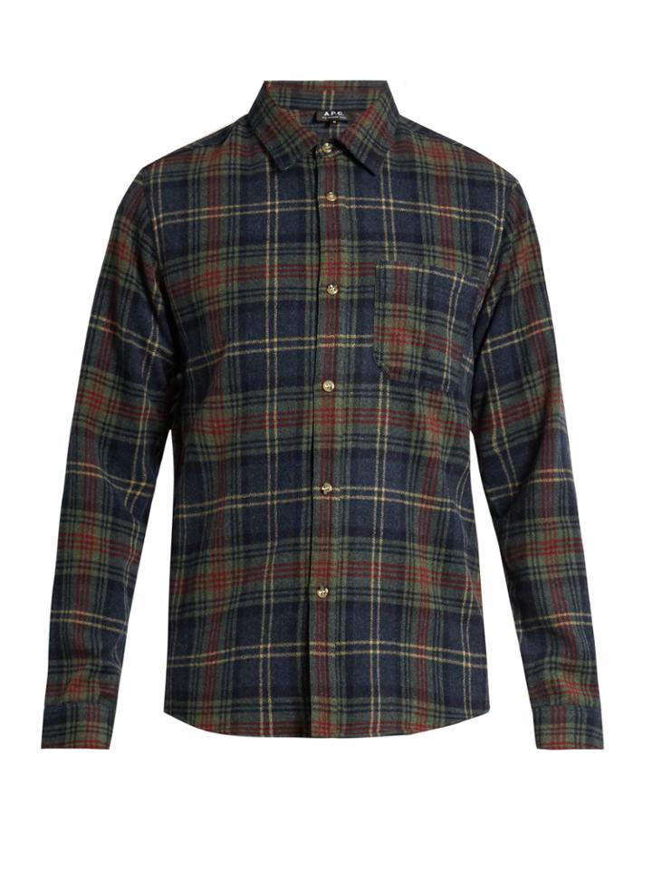 A.p.c. Trevor Checked Wool-blend Shirt