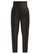 Matchesfashion.com Vika Gazinskaya - High Rise Slim Leg Cotton Blend Trousers - Womens - Black