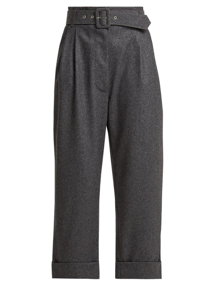 Isa Arfen Belted Cropped Wool Trousers
