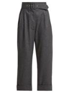 Isa Arfen Belted Cropped Wool Trousers