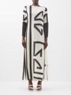 Louisa Parris - The Fringe Silk Crepe De Chine Maxi Dress - Womens - Cream Black