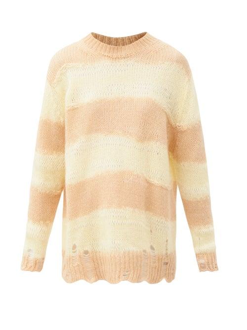 Matchesfashion.com Acne Studios - Kalia Oversized Striped Knitted Sweater - Womens - Light Yellow