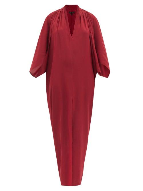 Matchesfashion.com Thea - The Iris Gathered-shoulder Silk Maxi Dress - Womens - Red