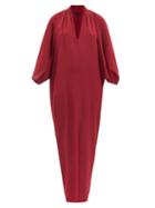 Matchesfashion.com Thea - The Iris Gathered-shoulder Silk Maxi Dress - Womens - Red