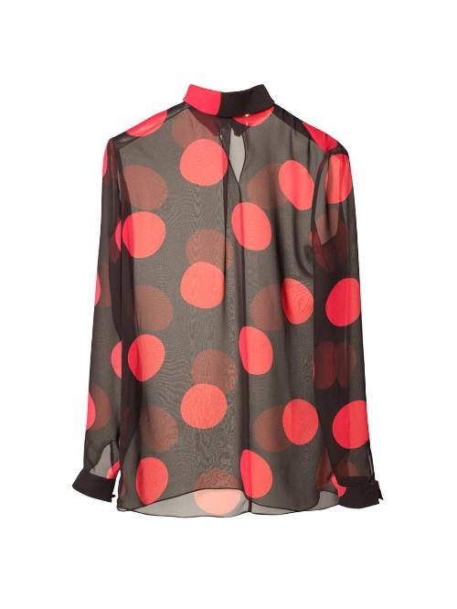 Saint Laurent Polka-dot Print Silk-georgette Blouse