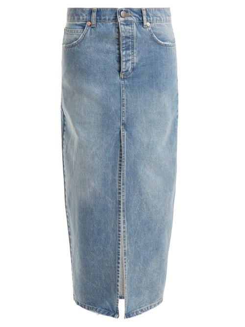 Matchesfashion.com Raey - Slit Front Denim Maxi Pencil Skirt - Womens - Denim