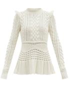 Matchesfashion.com Gabriela Hearst - Martha Peplum-hem Cable-knitted Cashmere Sweater - Womens - Ivory