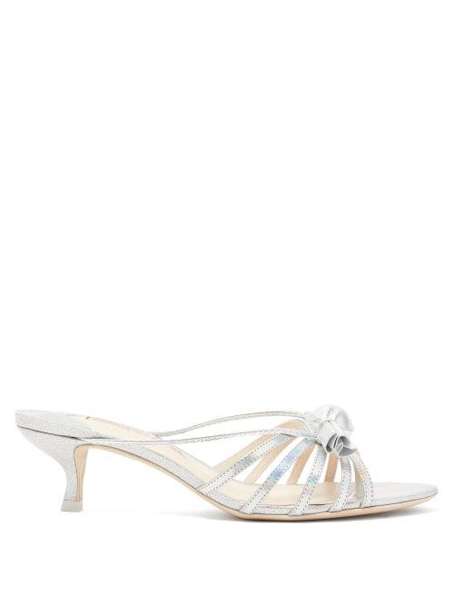 Matchesfashion.com Sophia Webster - Bonbon Candy Appliqu Metallic Leather Mules - Womens - Silver
