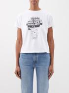 Re/done - Snoopy Pure Joy-print Cotton-jersey T-shirt - Womens - White Black