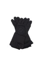 Matchesfashion.com Fendi - Ff-logo Leather-panelled Ski Gloves - Womens - Black