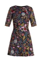 Matchesfashion.com Saloni - Celia Floral Print Cady Dress - Womens - Black Print