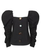 Rejina Pyo - Maya Puff-sleeve Poplin Blouse - Womens - Black