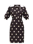 Matchesfashion.com Wales Bonner - Vilma Polka-dot Cady Dress - Womens - Black White