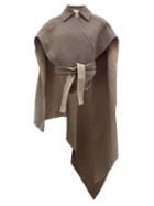 Matchesfashion.com Jw Anderson - Asymmetric Wrap Around Cashmere Cape - Womens - Light Grey