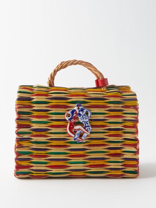 Heimat Atlantica - Chacha Chito Medium Rattan Basket Bag - Womens - Multi