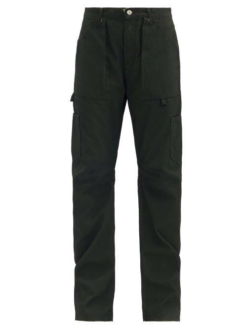 Matchesfashion.com The Attico - Spray-painted Cotton-canvas Cargo Trousers - Womens - Dark Green