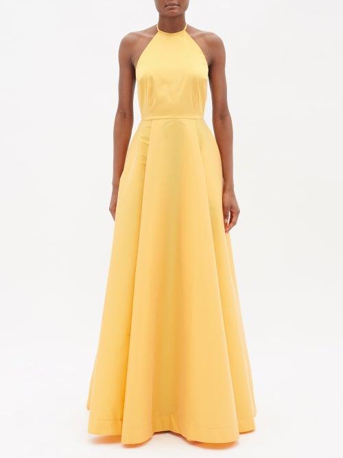 Bernadette - Delilah Halterneck Taffeta Dress - Womens - Yellow
