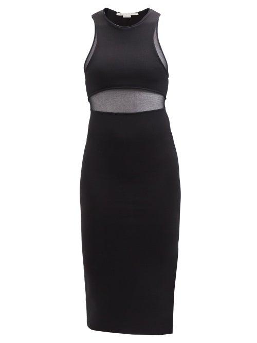 Stella Mccartney - Mesh-panelled Slit-hem Jersey Dress - Womens - Black