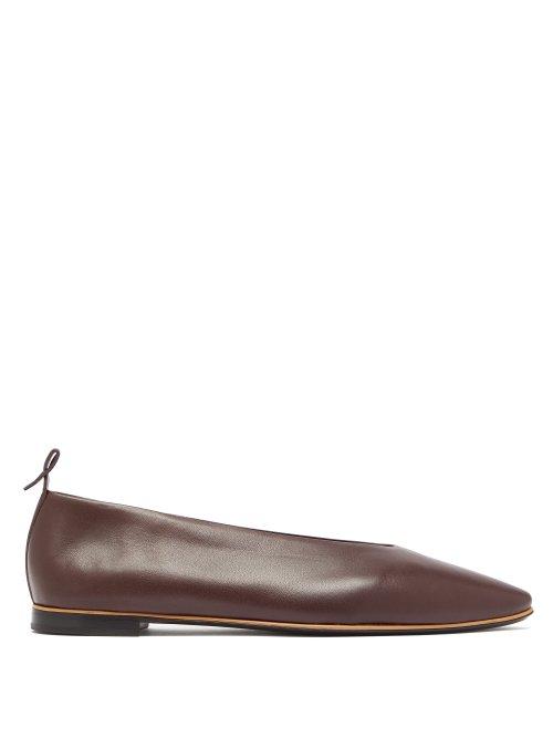 Matchesfashion.com Bottega Veneta - High Vamp Leather Ballet Flats - Womens - Burgundy