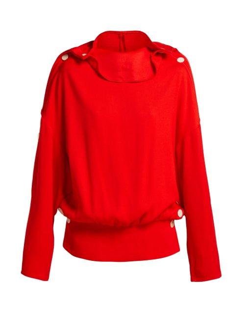 Matchesfashion.com A.w.a.k.e. - Button Trim Ribbed Top - Womens - Red