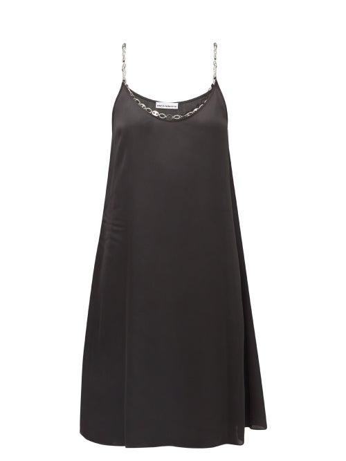 Paco Rabanne - Chain-strap Satin Dress - Womens - Black