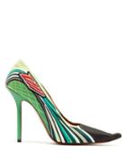 Matchesfashion.com Vetements - Racer Embroidered Point Toe Pumps - Womens - Green Multi