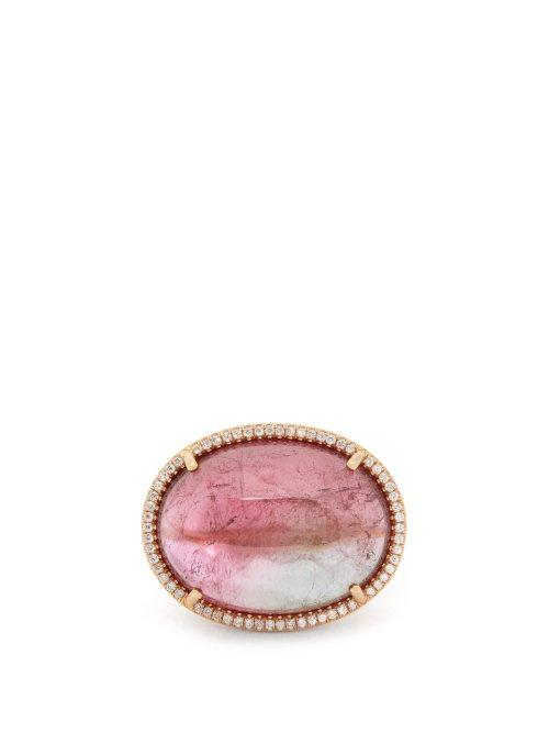 Matchesfashion.com Irene Neuwirth - Tourmaline, Diamond & 18kt Rose Gold Ring - Womens - Pink
