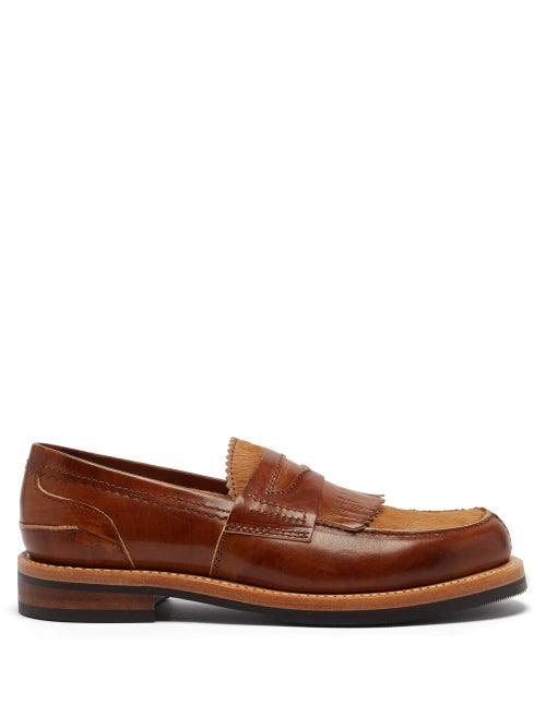 Our Legacy - Fringed Leather And Calf Hair Loafers - Mens - Tan