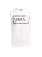 Matchesfashion.com Versace - Logo Printed Cotton Tank Top - Womens - White Black