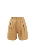 Ladies Beachwear Mara Hoffman - Poe High-rise Pleated Hemp Shorts - Womens - Camel