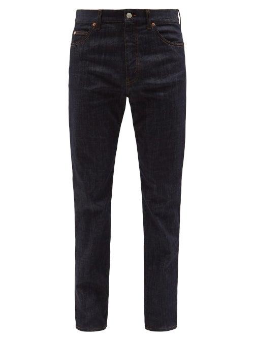 Gucci - Logo-patch Straight-leg Jeans - Mens - Dark Blue