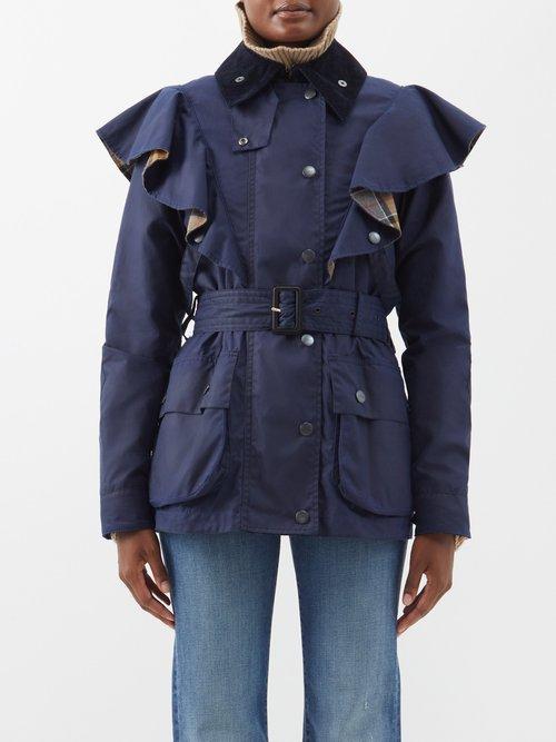 Chlo - X Barbour Corduroy-trimmed Waxed-cotton Jacket - Womens - Navy