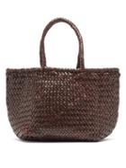 Matchesfashion.com Dragon Diffusion - Grace Double Jump Small Woven-leather Tote Bag - Womens - Dark Brown