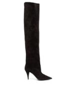 Matchesfashion.com Saint Laurent - Kiki Over The Knee Suede Boots - Womens - Black