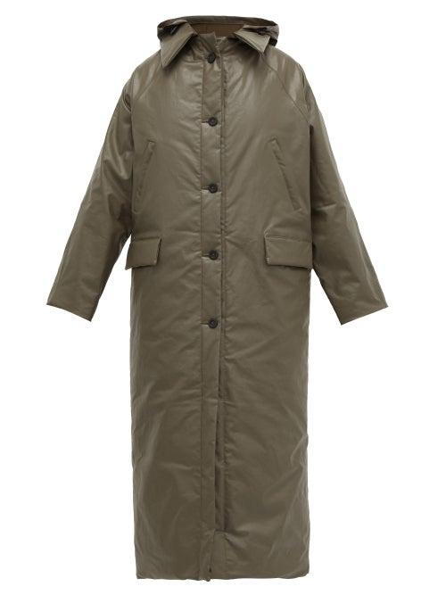 Matchesfashion.com Kassl Editions - Oil Coated Cotton Blend Canvas Coat - Womens - Khaki