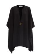 Matchesfashion.com Valentino - V-gold Longline Wool-blend Poncho - Womens - Black