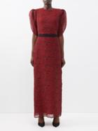 Erdem - Asteria Floral-cloqu Organza Maxi Dress - Womens - Red