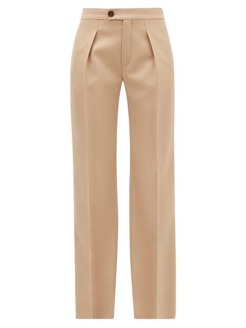 Matchesfashion.com Chlo - Pleated Wide-leg Wool-blend Trousers - Womens - Tan