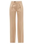 Matchesfashion.com Chlo - Pleated Wide-leg Wool-blend Trousers - Womens - Tan