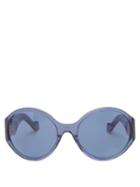 Matchesfashion.com Loewe - Anagram-logo Round Acetate Sunglasses - Womens - Light Blue