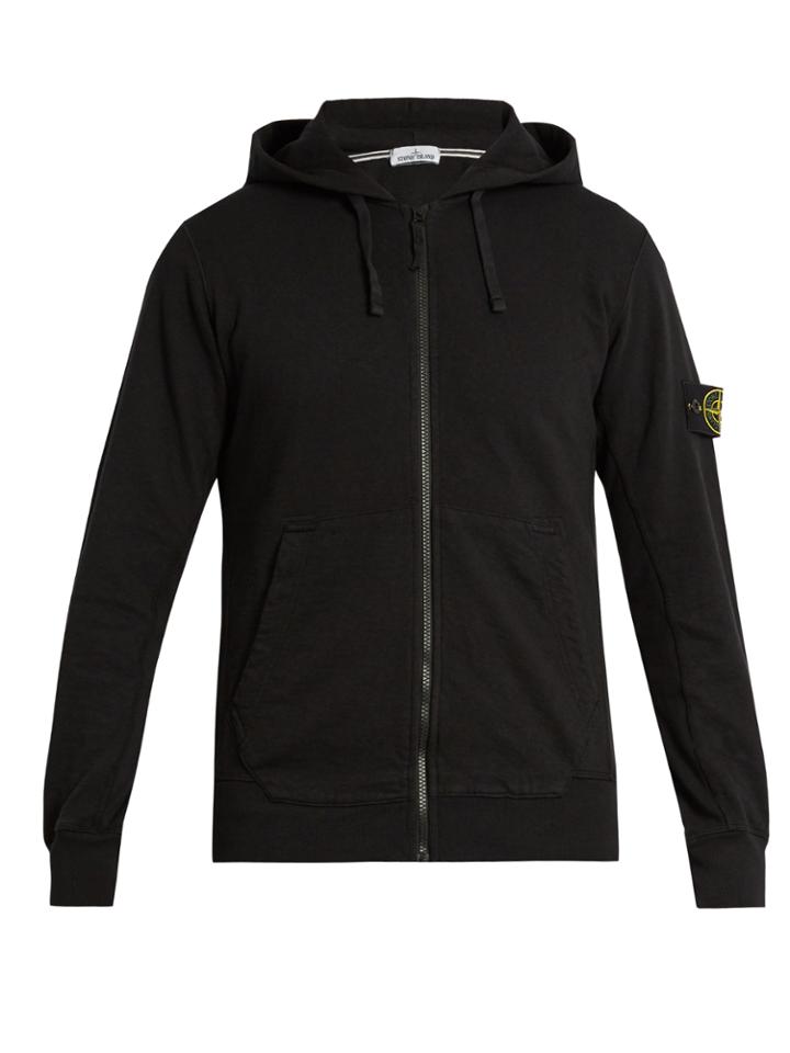 Stone Island Logo-patch Cotton-jersey Hooded Sweatshirt