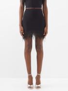Staud - Chaya Feather-trimmed Mini Skirt - Womens - Black